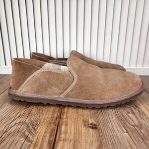 UGG Cooke Slippers Mens Sz 9 Chestnut Brown Suede Faux Fur Lined Shoes 1013485